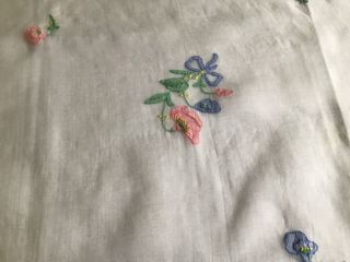 Gorgeous Vintage Organdie Embroidered Tablecover 4