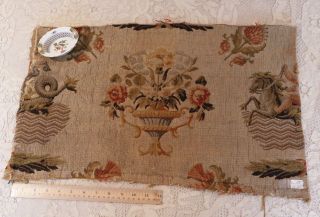 Antique C1840 French Heavy Woven Wool Tapestry Fabric Textile L - 15 " X W - 25 "