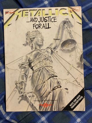 Vintage 1989 Metallica And Justice For All Guitar Tabs Vocals Sheet Music Book