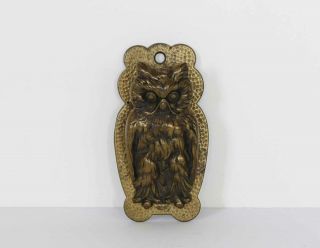 Antique H.  L.  Judd Company Brass Coated Cast Iron Owl Wall Clip Holder