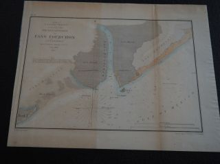 Antique Map " U.  S.  Coast Survey Reconnaissance Of Pass Fourchon Louisiana " 1854