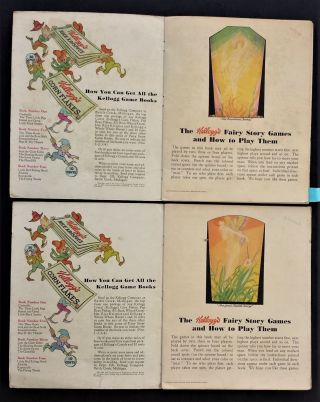 1931 antique 4pc SET KELLOGG ' S BOOK of GAMES boards little black sambo spinners 2