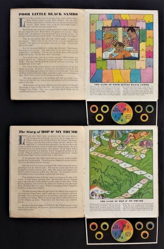 1931 antique 4pc SET KELLOGG ' S BOOK of GAMES boards little black sambo spinners 6