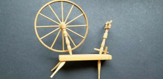 Vintage Large Spinning Wheel By Warren Dick 1970s.  Unfinished Pine