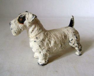 Parson Russell Terrier: Antique Cold Painted Spelter Figure of a Dog C.  1920s 3