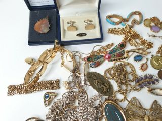 Vintage or Antique Assorted Gold Tone Costume Jewellery Jewelry Bundle Harvest 3