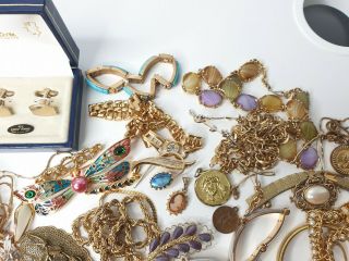 Vintage or Antique Assorted Gold Tone Costume Jewellery Jewelry Bundle Harvest 4