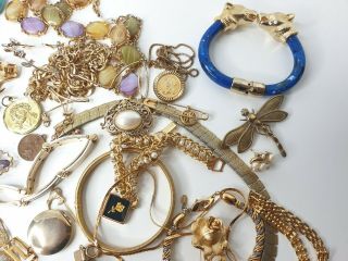 Vintage or Antique Assorted Gold Tone Costume Jewellery Jewelry Bundle Harvest 6