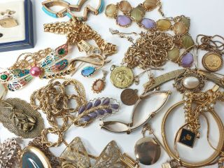 Vintage or Antique Assorted Gold Tone Costume Jewellery Jewelry Bundle Harvest 8