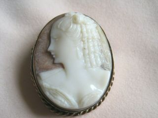 Antique Victorian Pinchbeck Rolled Gold Real Carved Shell Cameo Brooch Pin
