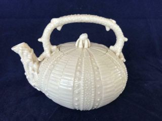 Fine Antique Belleek Porcelain Echinus 1st Period Teapot.