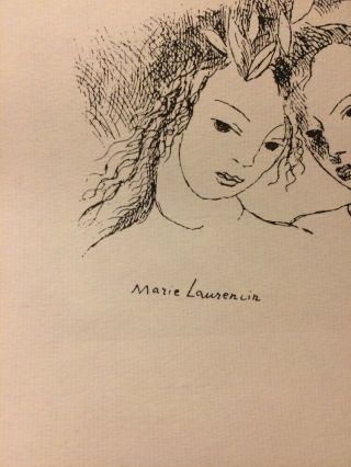 MARIE LAURENCIN Vintage Antique Etching ENGRAVING Girls Signed Mid - Century 2