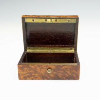 Antique Victorian Walnut Wood Box - With Mother Of Pearl & Brass Inlaid Lid 6