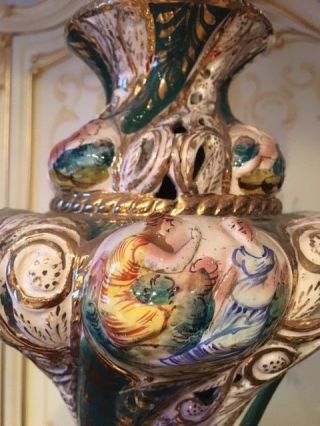 Antique Italian Capodimonte Porcelain Table Lamp Made Italy