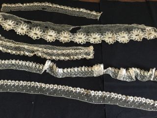 Antique Blonde Silk Bobbin Lace - Various Designs And Lengths