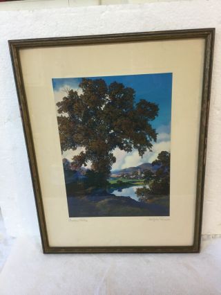 Antique Maxfield Parrish Lithograph Peaceful Valley Jordan Marsh Frame