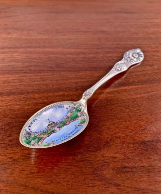 Rare Sterling Silver & Enamel Souvenir Spoon: Worlds Fair - St.  Louis 1904