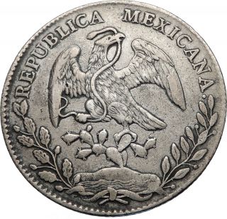 1894 Mexico Eagle And Snake Antique Large Silver 8 Reales Mexican Coin I73790