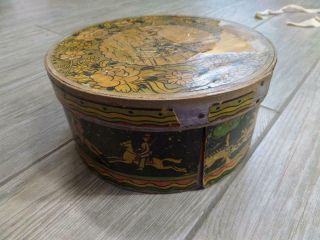 Antique Primitive Round Pantry Box Wood Cheese Spice 7.  5 " Vintage