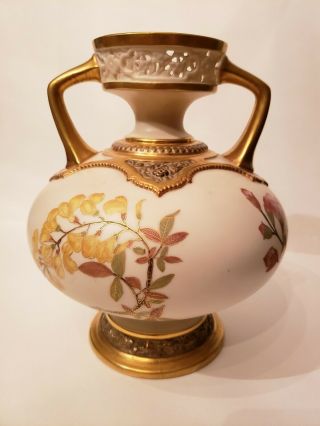Antique Royal Worcester Vase 1089 Rdno 27579 Ornate Decor,  Gold Gilded Handles