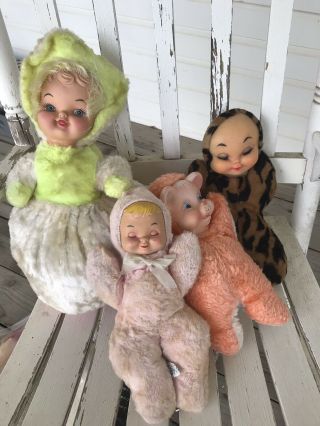 Antique Vintage Stuffed Dolls Rubber Face