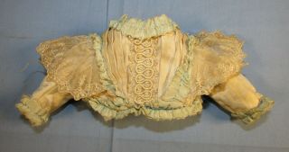 1890 ' S SILK AND LACE DOLL BODICE,  IVORY & BLUE 2