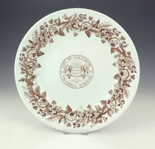 Antique Transferware Pottery - Queen Victoria 1887 Salisbury Commemorative Plate
