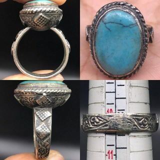 Wonderful Old Blue Persian Turqouise Silver Ring Sa67