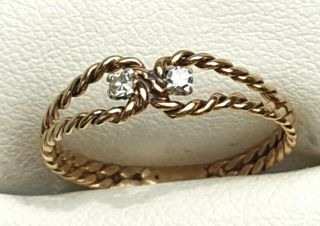 9ct,  Gold Natural Diamonds Antique Knot Ring Size N 1/2 Us 7 A Beauty