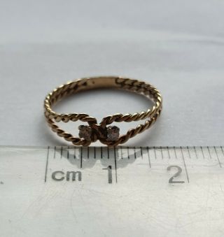 9ct,  Gold Natural Diamonds Antique Knot Ring Size N 1/2 US 7 A Beauty 4
