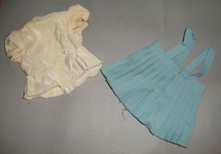 Vintage Terri Lee Doll Pleated Skirt with Suspenders and White Satin Blouse 2