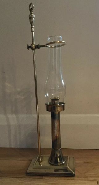 Antique Brass Oil Lamp Burner With Glass Shade