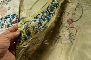 Vintage Antique Chinese Embroidery Embroidered Silk Robe Kimono Flower Butterfly 5