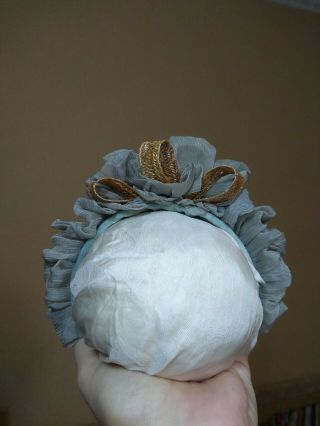 Marvelous Antique Velvet,  Silk And Straw Bebe Doll Bonnet,  German/french
