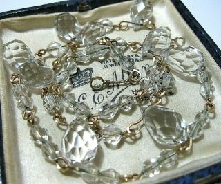 Vintage Antique Art Deco 1930s Glass Crystal Bead Jewellery Drop 18.  5 " Necklace