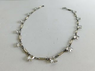 Antique Art Deco Princess Cut Glass Necklace Prong Set Crystal Clear