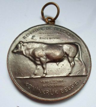 Antique Belgian Bull Farming Cattle Livestock Breeder Contest Prize Medal