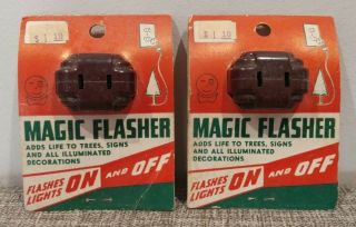 2 Vintage Antique Magic Flasher Electronic Adapter 1950s Old Nos Moc Sign