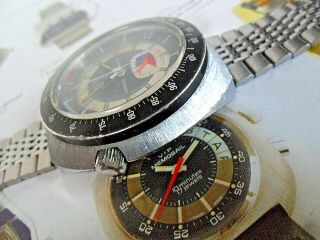 HTF Vintage 1970 ' s Men ' s Sicura 3 Star 17J Swiss Chronograph Chrono Graphe Watch 3