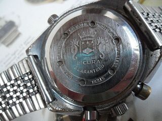 HTF Vintage 1970 ' s Men ' s Sicura 3 Star 17J Swiss Chronograph Chrono Graphe Watch 5