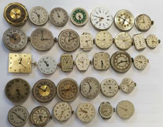 34 X Vintage Watch Movements For Spares/repair Or Restoration