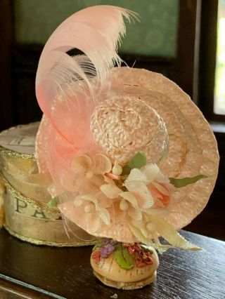 Artisan Miniature Dollhouse Vintage Fabulous Victorian Silk Ladies Summer Hat