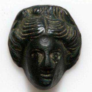 Museum Quality Roman Bronze Hera Face Ornament Circa 100 - 200 Ad