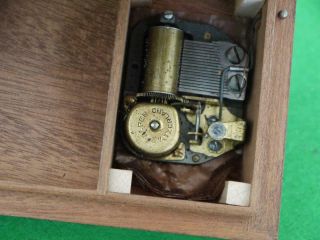 Vintage Wooden Trinket Storage Box With Alpen Swiss Music