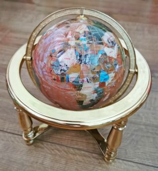 Osborne & Allen Gemstone Globe - 150mm - Semi - Precious Mother Of Pearl & Compass