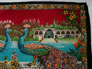 Vintage Peacock Tapestry Vibrant Colors Flowers Hippie Boho Glam 38”x54” Turkey 3