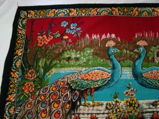 Vintage Peacock Tapestry Vibrant Colors Flowers Hippie Boho Glam 38”x54” Turkey 4