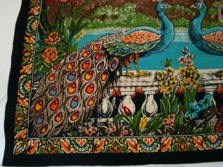 Vintage Peacock Tapestry Vibrant Colors Flowers Hippie Boho Glam 38”x54” Turkey 5
