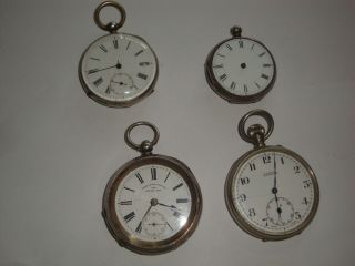 4 Vintage Pocket Watches 2 Solid Silver