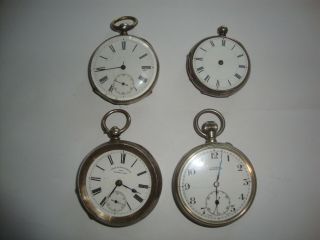 4 Vintage Pocket Watches 2 Solid Silver 4
